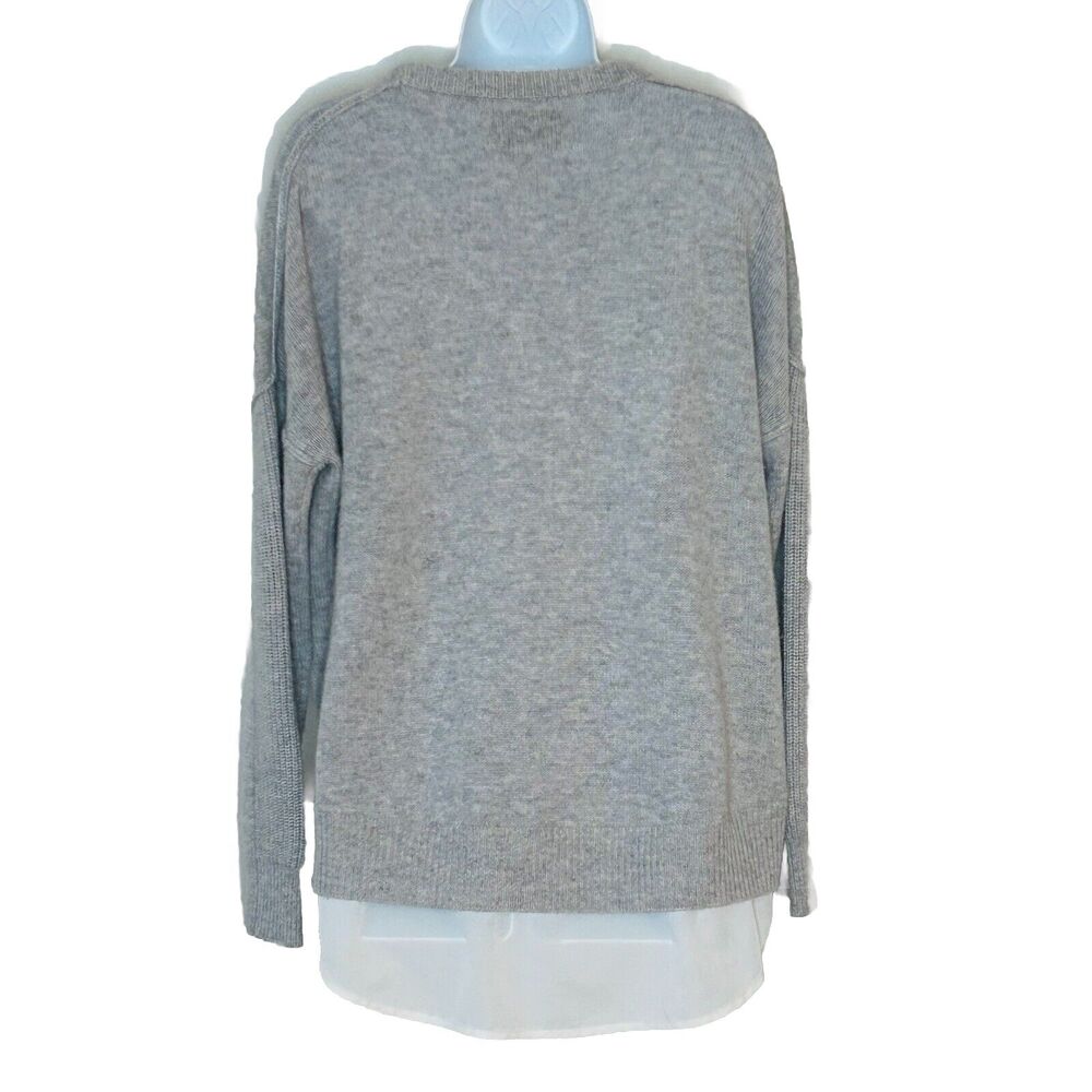 Brochu Walker Sweater Size S Gray Wool Cashmere White Shirt Tail Layered - Picture 2 of 6